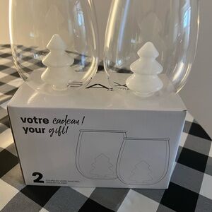 White Christmas Tree Stemless Glasses Set